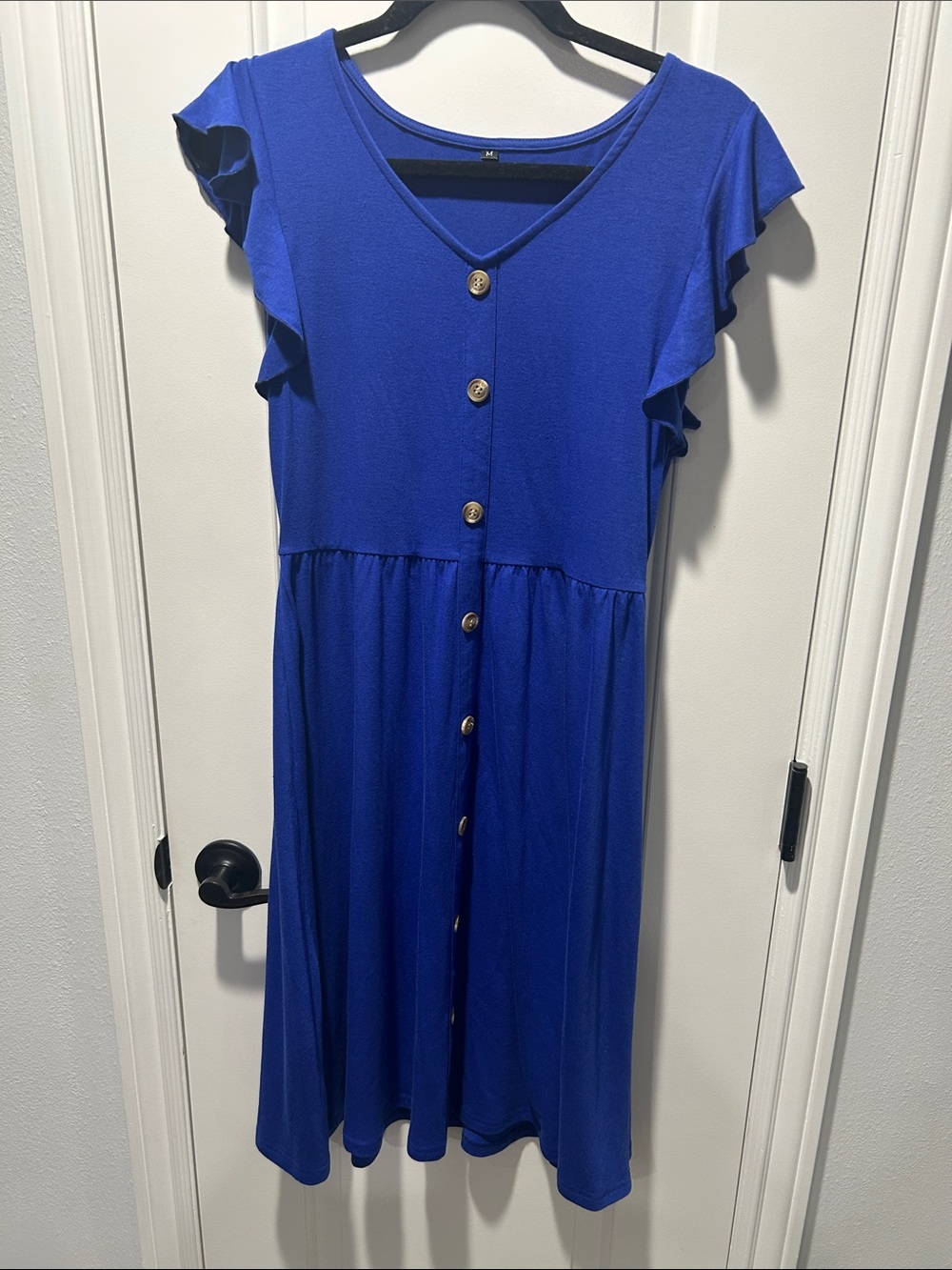Royal Blue Button-Front Midi Dress